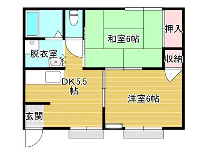 三島コーポ(2DK/1階)の間取り写真