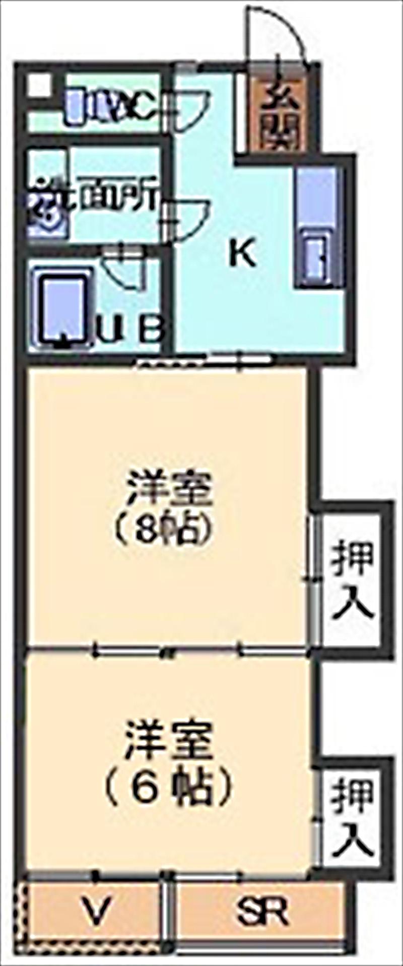 北川ハイツ(2K/4階)の間取り写真