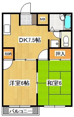 エルダーハイム(2DK/1階)の間取り写真