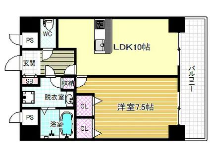 リーガル西天満(1LDK/10階)の間取り写真