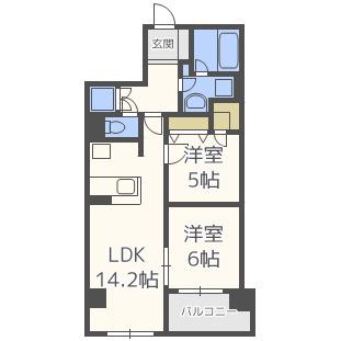 グレンパーク梅田北(2LDK/3階)の間取り写真