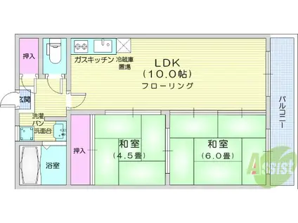 ファミール愛宕(2LDK/3階)の間取り写真