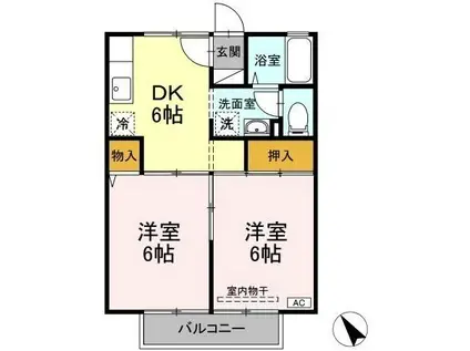 ロイヤルストークB(2DK/2階)の間取り写真