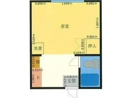 梶マンション(1K/2階)の間取り写真