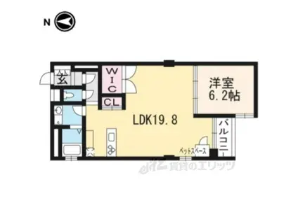 ヴィラスタジオーネ御所南(1LDK/4階)の間取り写真