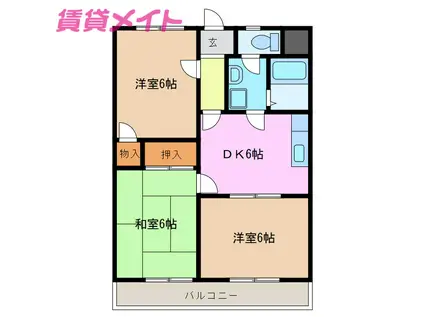 クランプガーデンN(3DK/2階)の間取り写真