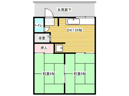 コーポ佐野2(2DK/2階)の間取り写真