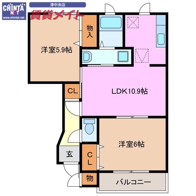 メゾン・サンパティーク(2LDK/1階)の間取り写真