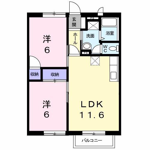 プリオール実丸A(2LDK/1階)の間取り写真