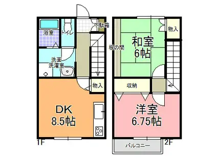 ブルーハイム(2DK/1階)の間取り写真