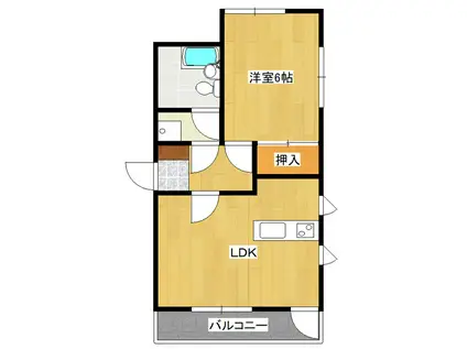 コーポハピネス(1LDK/2階)の間取り写真