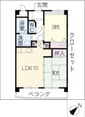 エクセル(2LDK/6階)の間取り写真