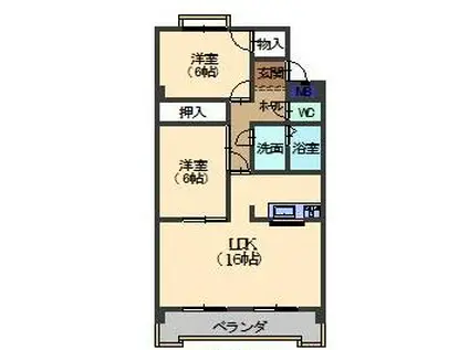 ドミール藤井(2LDK/3階)の間取り写真