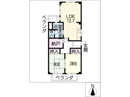 ルースト植田山(2LDK/3階)の間取り写真