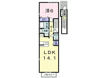 パークサウス 東森岡(1LDK/2階)の間取り写真