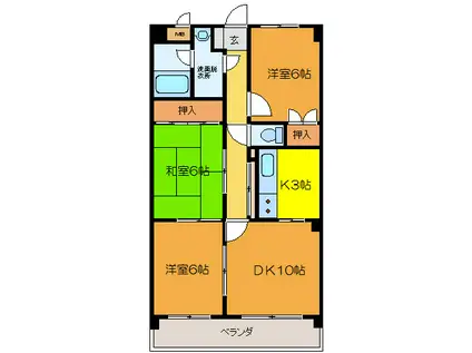 クリスタルヒルズ(3LDK/12階)の間取り写真