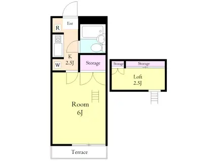 シティハイム第2(1K/1階)の間取り写真