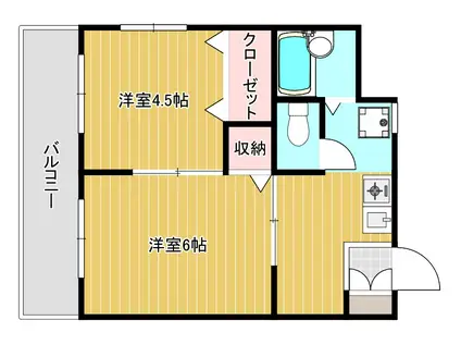ロイヤルM(2K/4階)の間取り写真