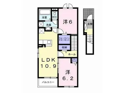ナチュラル カーサ II(2LDK/2階)の間取り写真