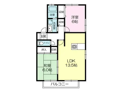 ウィルモア北在家(2LDK/1階)の間取り写真