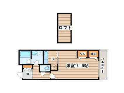 グランヒル台原I(1K/3階)の間取り写真