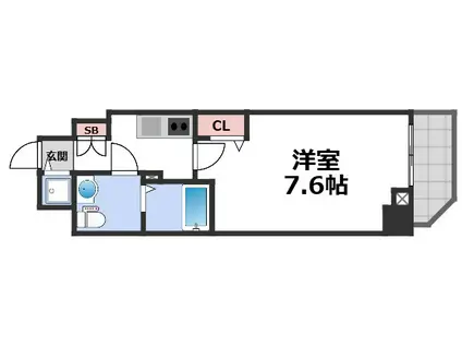 グランドロアール南巽(1K/4階)の間取り写真