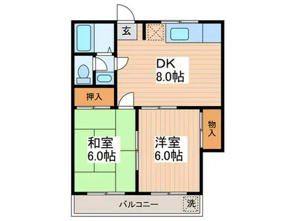 エスポワールA(2DK/2階)の間取り写真