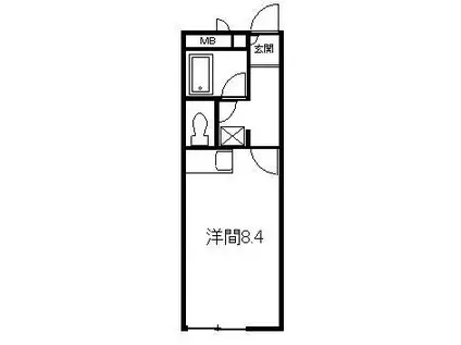 カレッジハイツ(ワンルーム/2階)の間取り写真