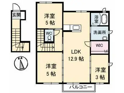 ディライフルA・B棟(3LDK/2階)の間取り写真
