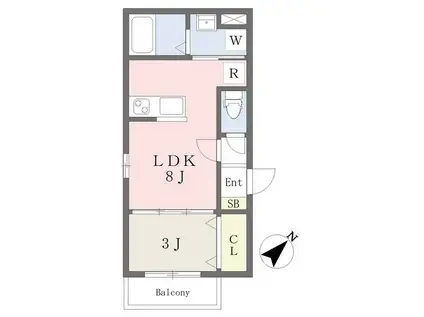 プラド宮城野(1LDK/1階)の間取り写真