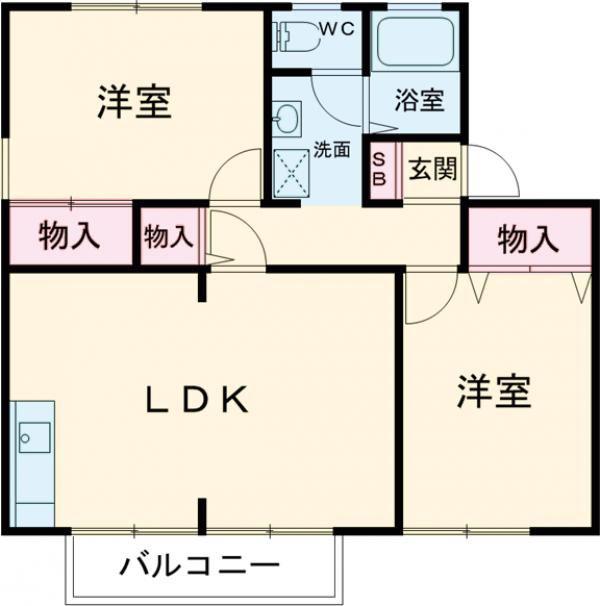 シェーンヴィラ A棟(2LDK/1階)の間取り写真