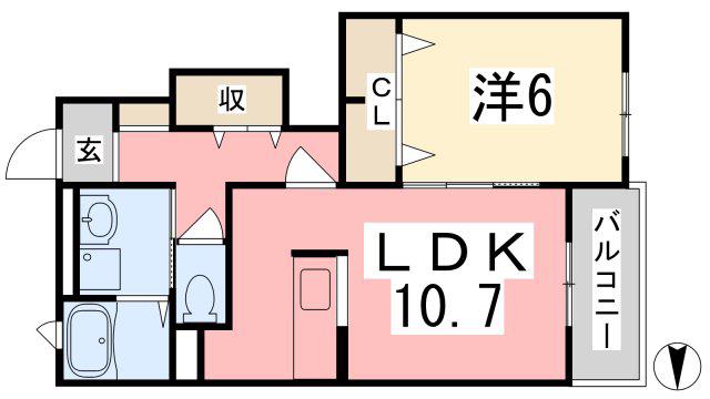 プラシード・S(1LDK/1階)の間取り写真