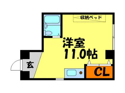 福田総合建設ビル(1K/3階)の間取り写真