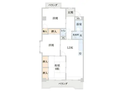 グランデール桜(3LDK/3階)の間取り写真