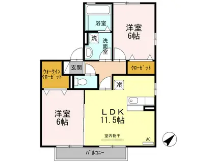 ソシア宮島 II(2LDK/2階)の間取り写真