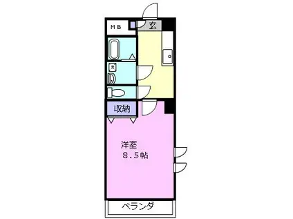 ミ カーサ・キタ(1K/8階)の間取り写真