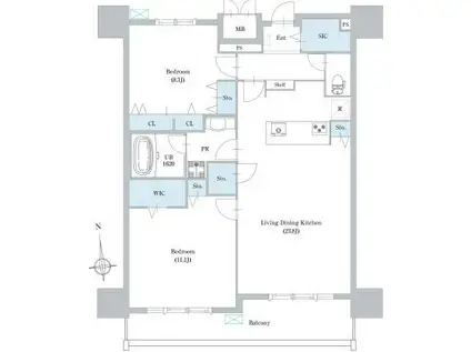 ロイジェント日吉(2LDK/12階)の間取り写真