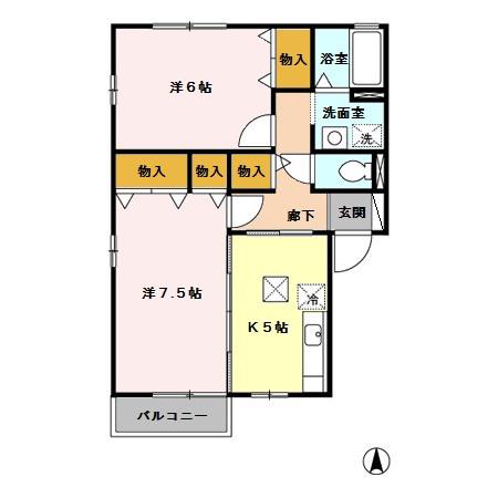 アネックスY(2DK/1階)の間取り写真