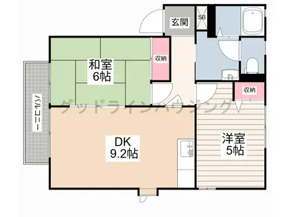 フローラ棟(2DK/2階)の間取り写真