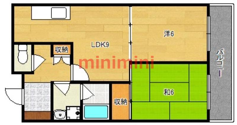 阪急京都線 南茨木駅 徒歩23分 3階建 築36年(2LDK/1階)の間取り写真