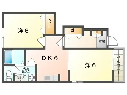 パルテール池田I(2DK/1階)の間取り写真