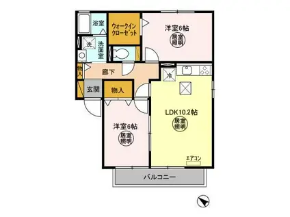 ROYAL WING(2LDK/1階)の間取り写真