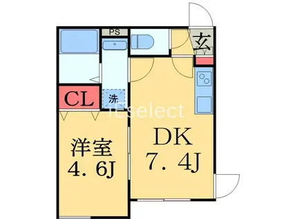 CONNECTPARKHILLS東本町(1DK/1階)の間取り写真