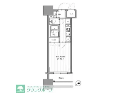 スペーシア梅屋敷(1K/7階)の間取り写真