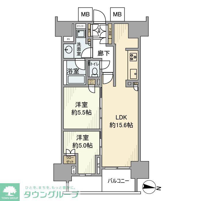 プラウドタワー名駅南(2LDK/12階)の間取り写真