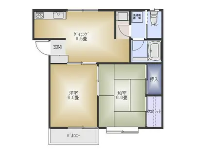 ハイムやすらぎ(2DK/2階)の間取り写真