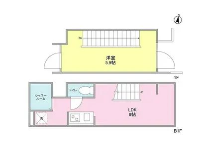 ル・トラン代々木公園(1LDK/1階)の間取り写真