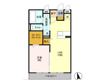 サニーウエル(1LDK/3階)の間取り写真