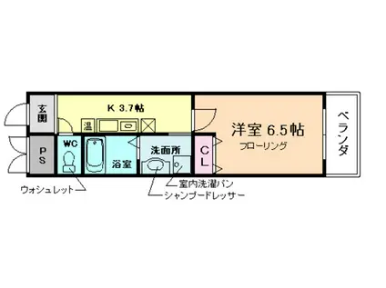 NOB 西梅田(1K/3階)の間取り写真