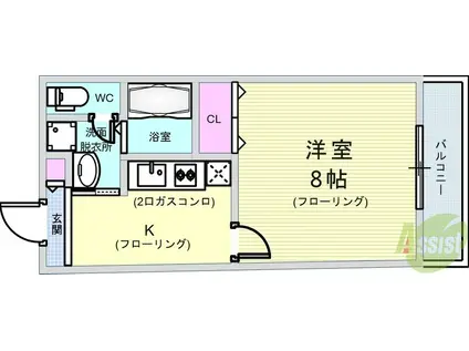 アンプルール・フィギュール(1K/3階)の間取り写真